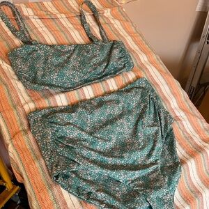 Hatch Collection Isla Maternity Bandeau convertible bikini green pink floral